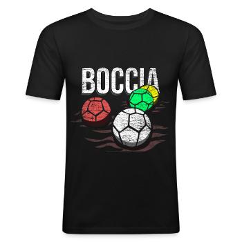 Fokussierte Boccia Inklusionssport - Männer Slim Fit T-Shirt - Schwarz - Vorne - Nik (191cm)