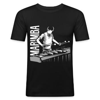 Klangvoller Marimba Orchesterabend - Männer Slim Fit T-Shirt - Schwarz - Vorne - Nik (191cm)