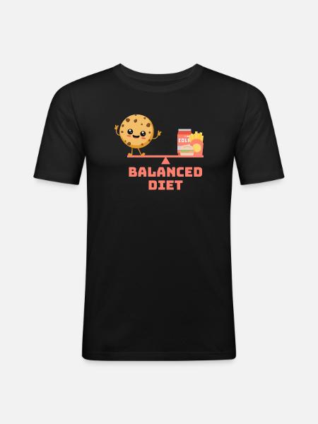 équilibré cookie fastfood Régime - T-shirt près du corps Homme - noir