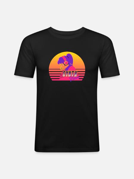 Synthwave Girl - Men's Slim Fit T-Shirt - black
