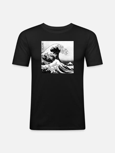Japanese wave Kanagawa Style bd - Men's Slim Fit T-Shirt - black