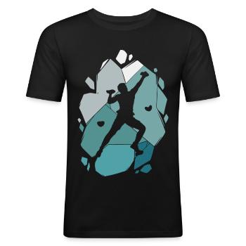 Klettern Bouldern Bergsteiger Kletterer Boulder - Männer Slim Fit T-Shirt - Schwarz - Vorne - Nik (191cm)