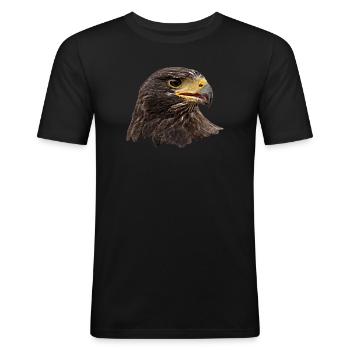 Adler, Falke, Greifvogel aus Falknerei, braun - Männer Slim Fit T-Shirt - Schwarz - Vorne - Nik (191cm)