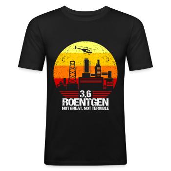 Roentgen Not Great Not Terrible Röntgen 3.6 1986 - Männer Slim Fit T-Shirt - Schwarz - Vorne - Nik (191cm)