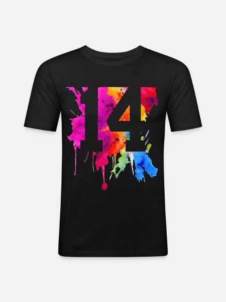 14 YEARS 14TH BIRTHDAY - Men's Slim Fit T-Shirt - black