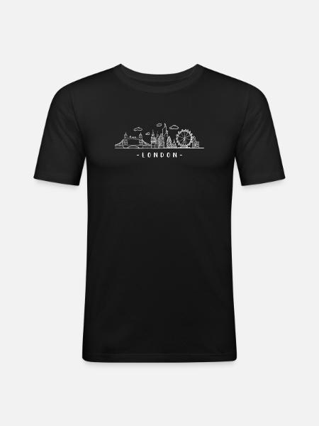 London Capital England Skyline Tower-Bridge - T-shirt près du corps Homme - noir