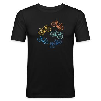 Fahrrad Radsport Radfahren Rennrad Retro - Männer Slim Fit T-Shirt - Schwarz - Vorne - Nik (191cm)