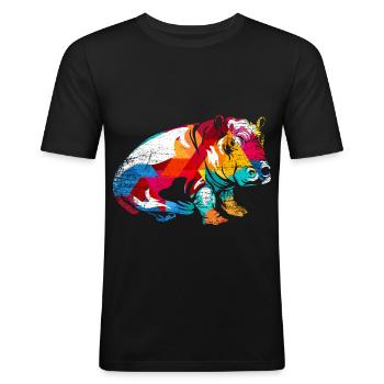 Plantschendes Nilpferd Flussufer - Männer Slim Fit T-Shirt - Schwarz - Vorne - Nik (191cm)