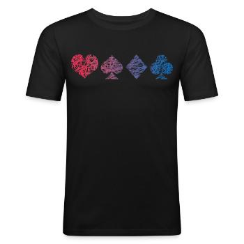 Kartenspiel Kritzelei Schafkopf Kartenspieler - Männer Slim Fit T-Shirt - Schwarz - Vorne - Nik (191cm)