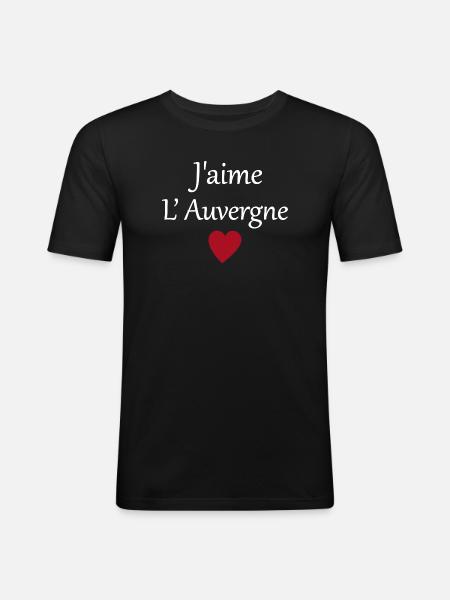 J'aime l'auvergne - T-shirt près du corps Homme - noir