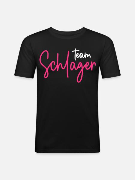 Team Schlager - Männer Slim Fit T-Shirt - Schwarz