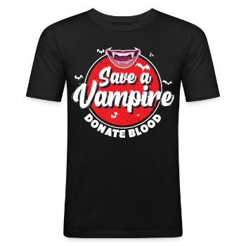 Beschütze Vampire Spende Blut - Männer Slim Fit T-Shirt - Schwarz - Vorne - Nik (191cm)