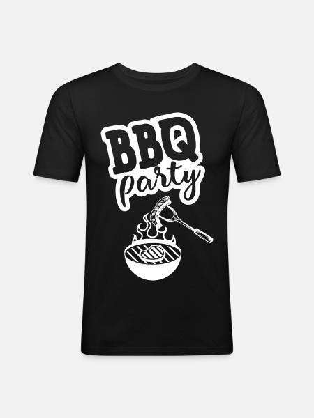 BBQ PARTY Kitchen Apron - Men's Slim Fit T-Shirt - black