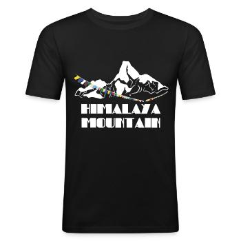 Wagemutiger Himalaya Trekkingpfad - Männer Slim Fit T-Shirt - Schwarz - Vorne - Nik (191cm)