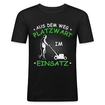 Platzwart Geschenkidee - Männer Slim Fit T-Shirt - Schwarz - Vorne - Nik (191cm)