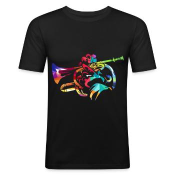 Strahlendes Kornett Blasorchester - Männer Slim Fit T-Shirt - Schwarz - Vorne - Nik (191cm)