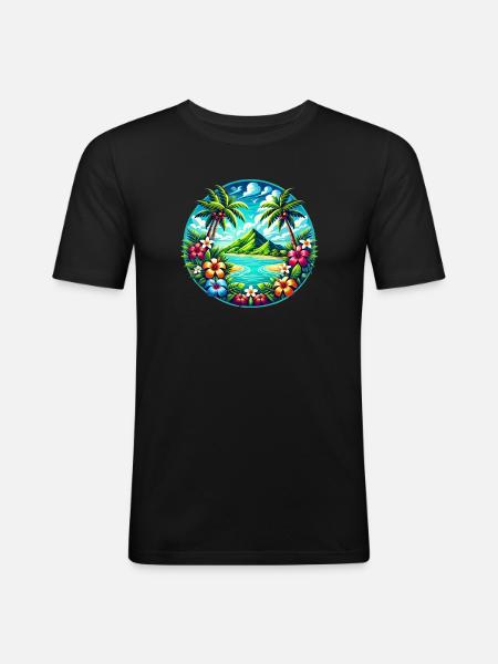 Caribbean Island Logo - Men's Slim Fit T-Shirt - black