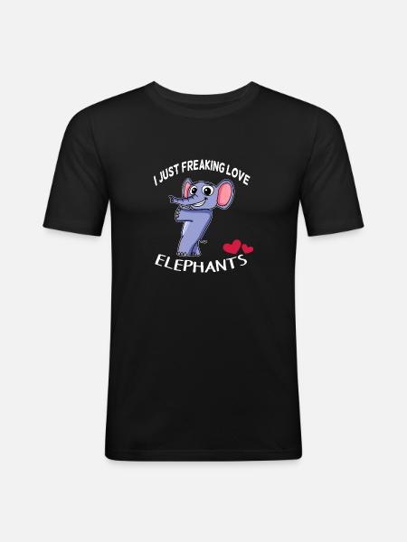 J'aime les éléphants - T-shirt près du corps Homme - noir