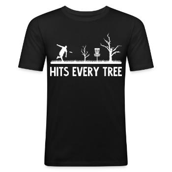 Discgolfer Hits every Tree Discgolf Disc Golf - Männer Slim Fit T-Shirt - Schwarz - Vorne - Nik (191cm)