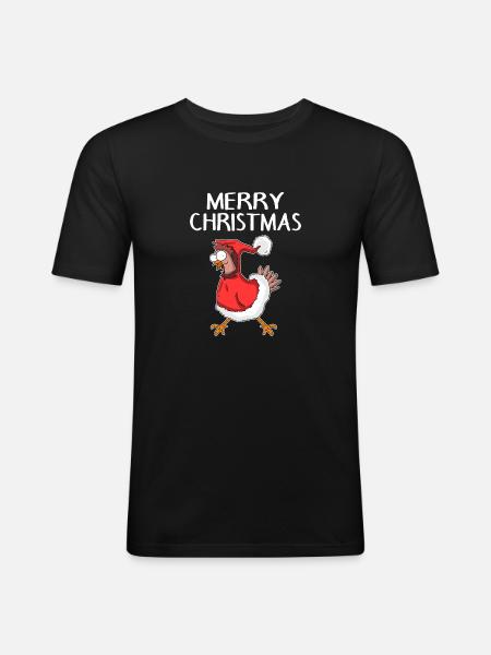 Christmas Chicken Merry Christmas - Men's Slim Fit T-Shirt - black