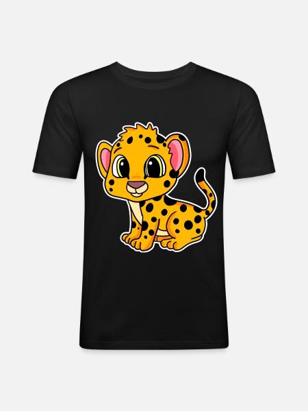 Bébé guépard - T-shirt près du corps Homme - noir