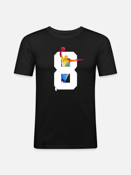NUMBER 8 BASKETBALL 8TH BIRTHDAY - Men's Slim Fit T-Shirt - black