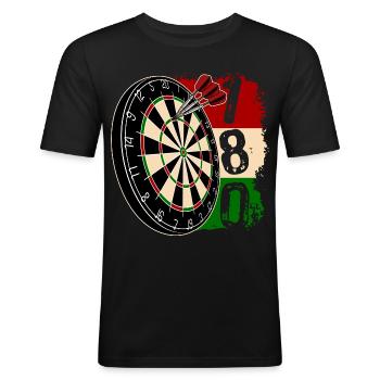 Dart Klassiker - 180 - Dartfan - Dartspieler - Männer Slim Fit T-Shirt - Schwarz - Vorne - Nik (191cm)