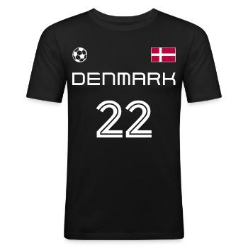Danmark 2022 Dänemark Trikot Fussball Fan - Männer Slim Fit T-Shirt - Schwarz - Vorne - Nik (191cm)
