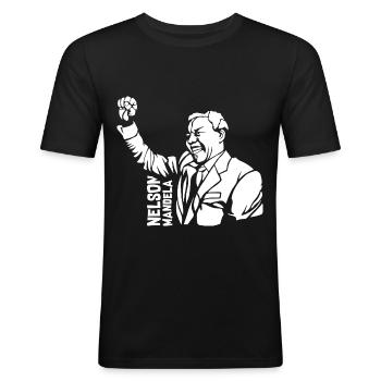 Charismatischer Mandela Freiheitskampf - Männer Slim Fit T-Shirt - Schwarz - Vorne - Nik (191cm)