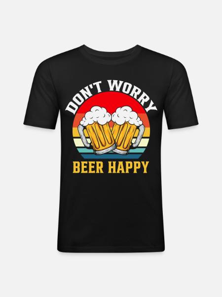 Keine Sorge Bierglück - Männer Slim Fit T-Shirt - Schwarz