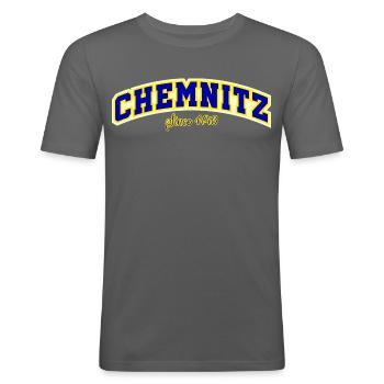 CHEMNITZ - Männer Slim Fit T-Shirt - Graphite - Vorne - Nik (191cm)