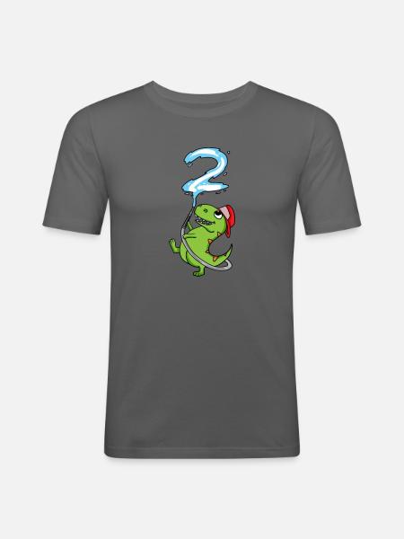 2nd birthday dinosaur fire department - Men's Slim Fit T-Shirt - graphite grey