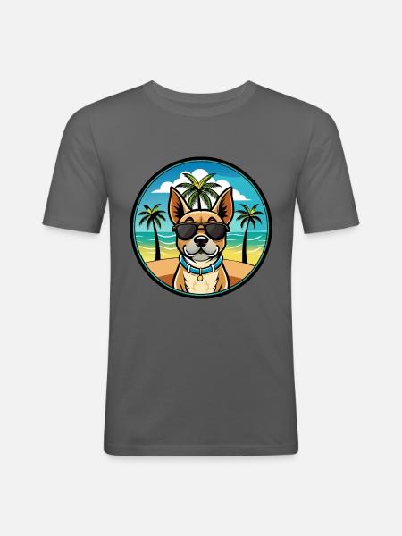 Braque Du Bourbonnais Hunderasse Cartoon Sonnenbrille - Männer Slim Fit T-Shirt - Graphite