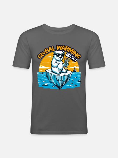 Global Warming Rocks - Männer Slim Fit T-Shirt - Graphite
