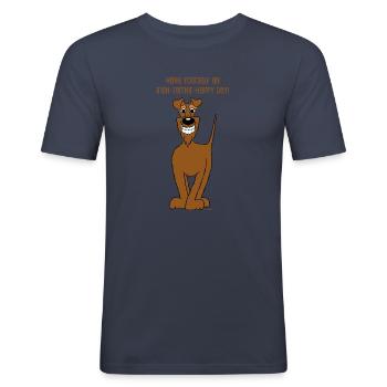 Irischer Terrier Smile - Männer Slim Fit T-Shirt - Navy - Vorne - Nik (191cm)