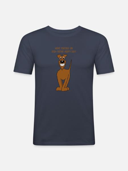 Irischer Terrier Smile - Männer Slim Fit T-Shirt - Navy