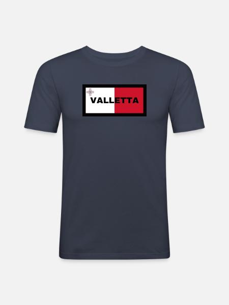 La Valette à Malte Drapeau - T-shirt près du corps Homme - bleu marine