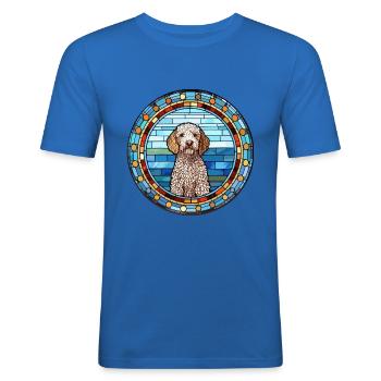 Spanischer Wasserhund Rasse Buntes Glas Wat - Männer Slim Fit T-Shirt - Königsblau - Vorne - Jaron (178cm)