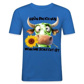 grün bin ich nur wenn mir schlecht ist fck grn - Männer Slim Fit T-Shirt - Königsblau - Vorne - Jaron (178cm)