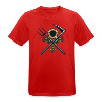 Agriculture Logo - Men's Breathable T-Shirt - red - Front - AI Model Male 185 dark (185cm)