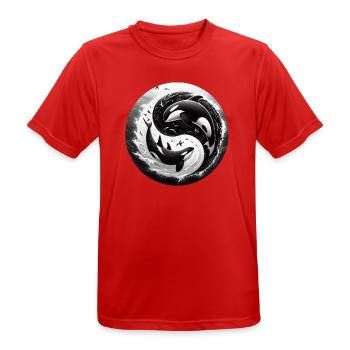 Yin and Yang Orca - Men's Breathable T-Shirt - red - Front - AI Model Male 185 dark (185cm)