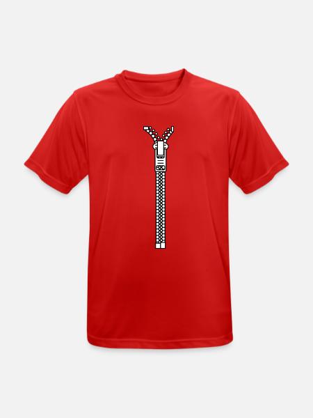 Zipper - Männer T-Shirt atmungsaktiv - Rot