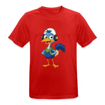 Emu Lustige Zeichentrickfigur Kopfhörermusik - Männer T-Shirt atmungsaktiv - Rot - Vorne - AI Model Male 185 dark (185cm)