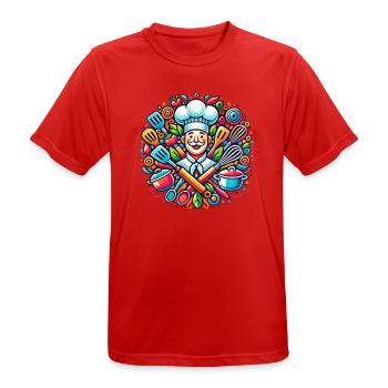 Chef Logo - Men's Breathable T-Shirt - red - Front - AI Model Male 185 dark (185cm)