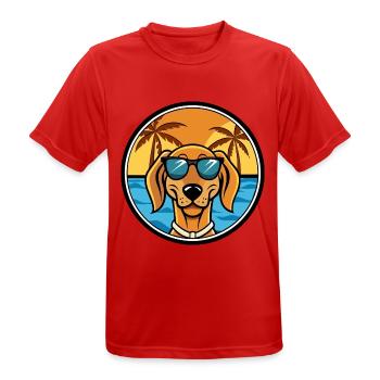 Jugoslawischer Windhund Hunderasse Cartoon Sonnenbrille Strand - Männer T-Shirt atmungsaktiv - Rot - Vorne - AI Model Male 185 dark (185cm)