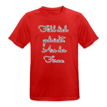 Fühl dich gedrückt – aus der Ferne - Männer T-Shirt atmungsaktiv - Rot - Vorne - AI Model Male 185 dark (185cm)