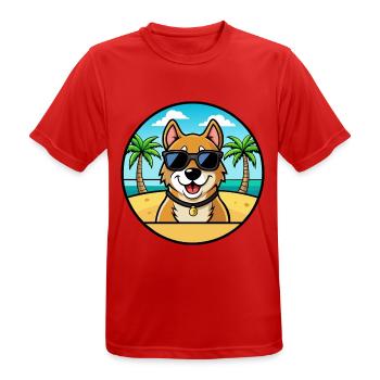 Alano Español Hunderasse Cartoon Sonnenbrille Strand - Männer T-Shirt atmungsaktiv - Rot - Vorne - AI Model Male 185 dark (185cm)