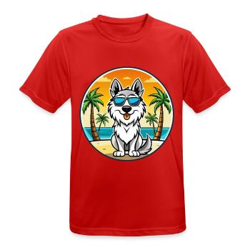 Carpathian Shepherd Dog Breed Cartoon Sunglasses - Men's Breathable T-Shirt - red - Front - AI Model Male 185 dark (185cm)