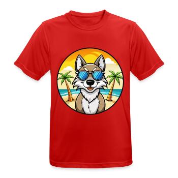 Tschechoslowakische Wolfshundrasse Cartoon Sonnenbrille - Männer T-Shirt atmungsaktiv - Rot - Vorne - AI Model Male 185 dark (185cm)