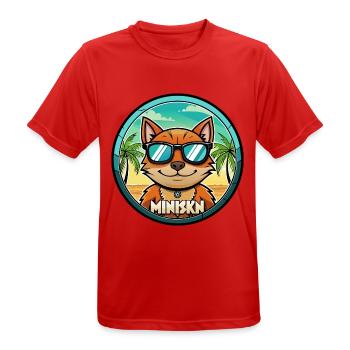 Minskin Katzenrasse Cartoon Sonnenbrille Strand - Männer T-Shirt atmungsaktiv - Rot - Vorne - AI Model Male 185 dark (185cm)